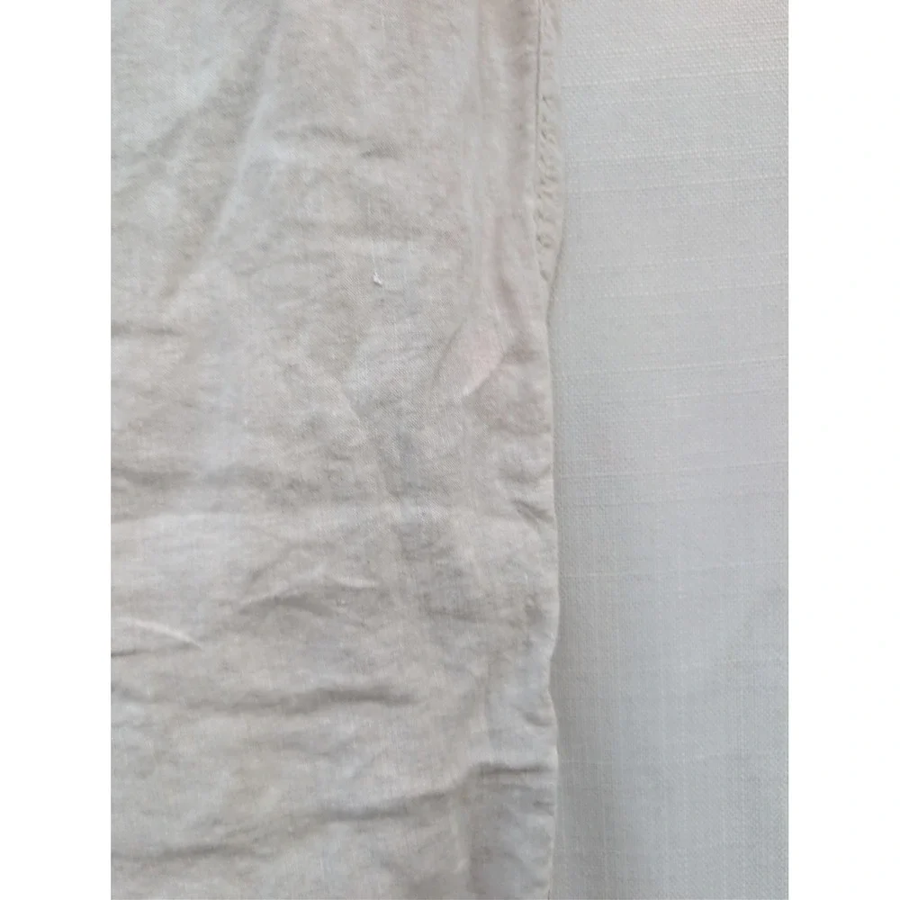 H&M‎ Light Beige 100% Linen Drawstring Waist Ankle Pants Size S Neutral Coastal